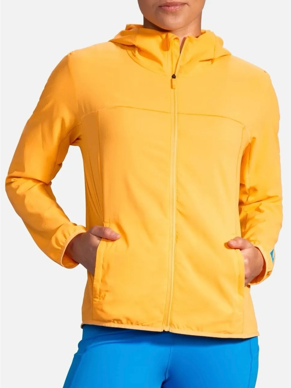 Brooks Women’s Canopy Running Windbreaker Packable Jacket Large Saffron